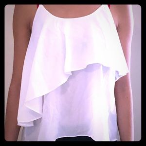 White No Sleeve Flowy Shirt